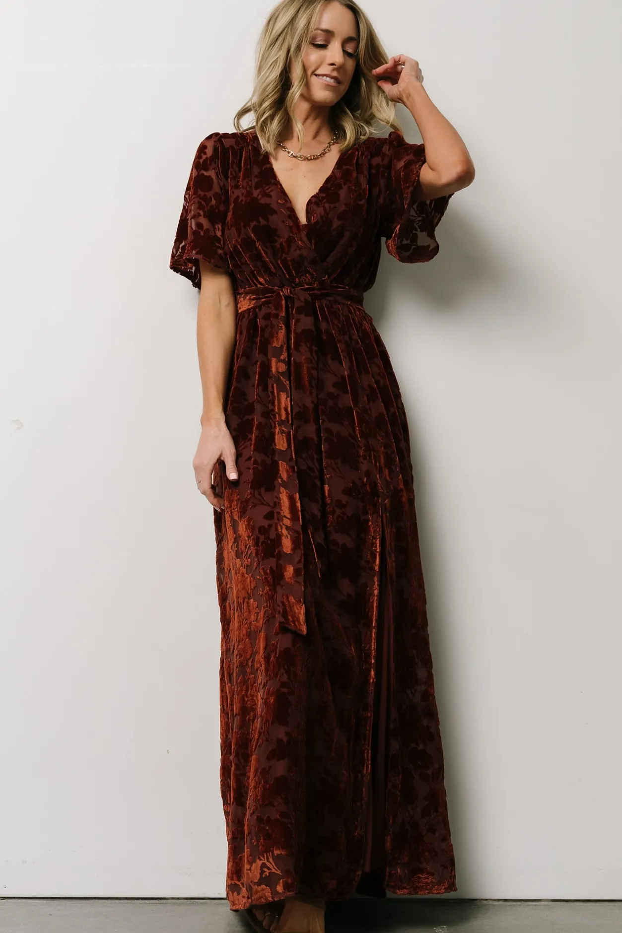 Discount Baltic Born Uma Velvet Maxi Dress | Copper Floral CopperFloral