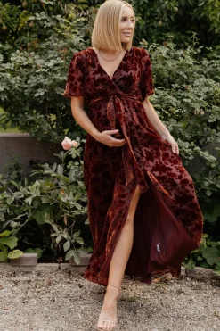 Discount Baltic Born Uma Velvet Maxi Dress | Copper Floral CopperFloral