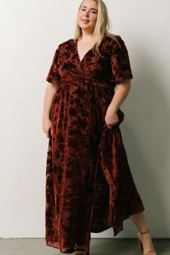 Discount Baltic Born Uma Velvet Maxi Dress | Copper Floral CopperFloral