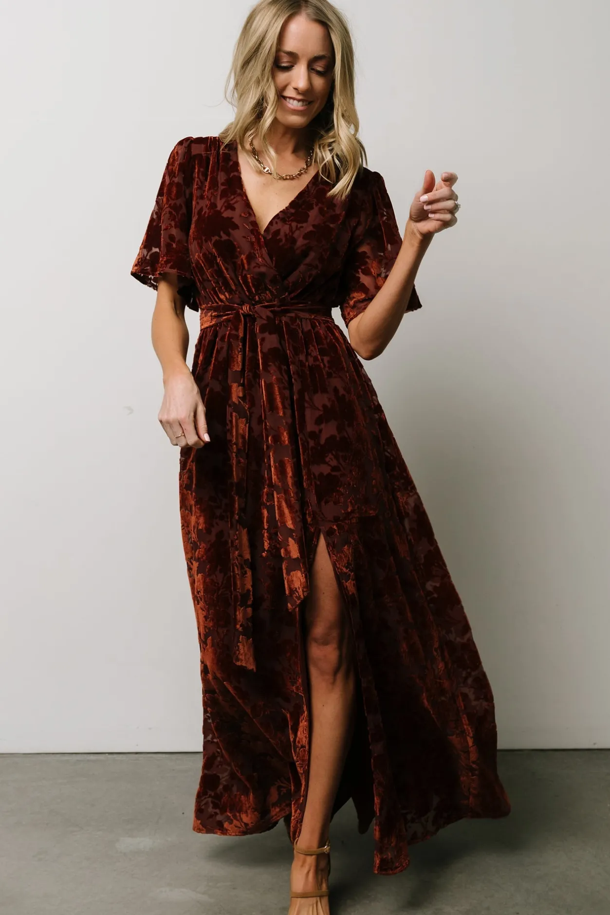 Discount Baltic Born Uma Velvet Maxi Dress | Copper Floral CopperFloral