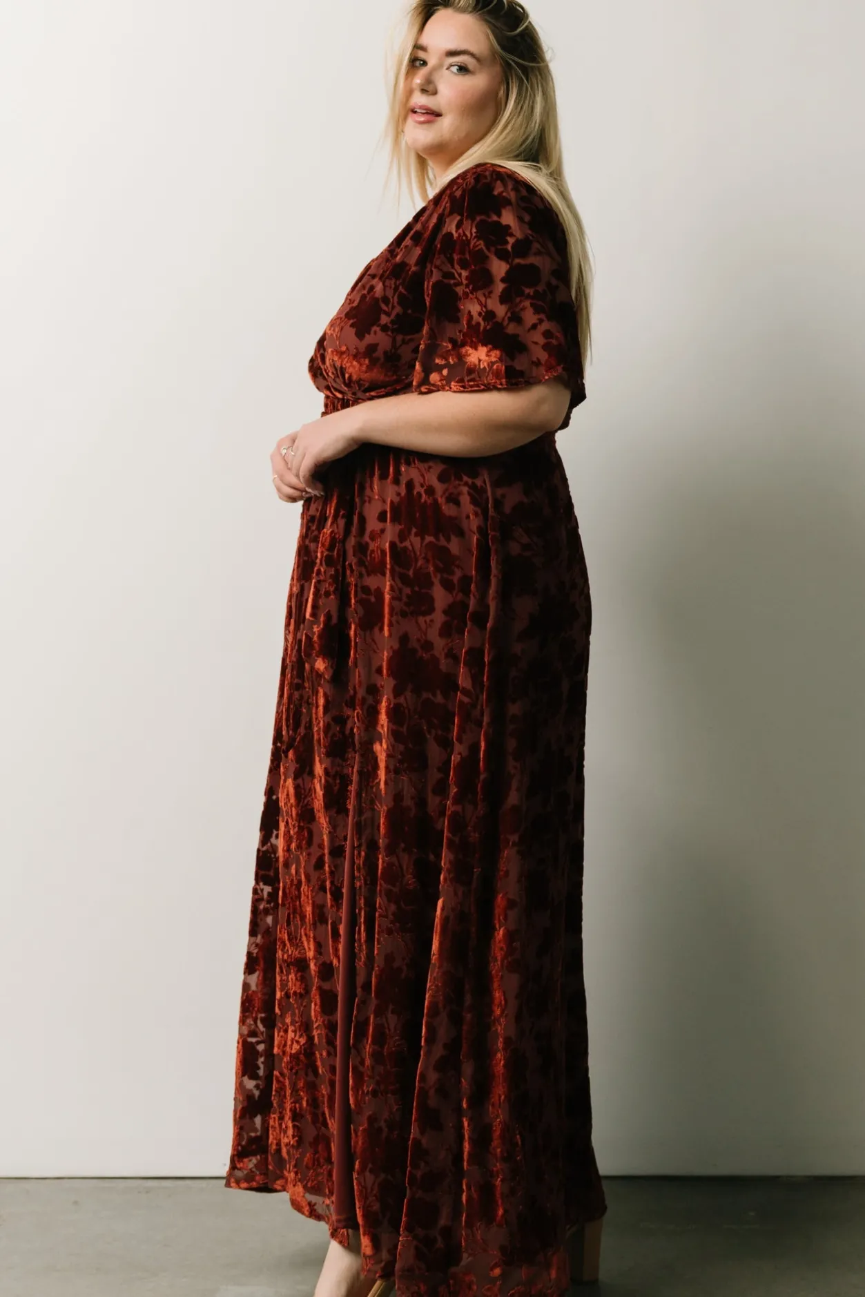 Discount Baltic Born Uma Velvet Maxi Dress | Copper Floral CopperFloral