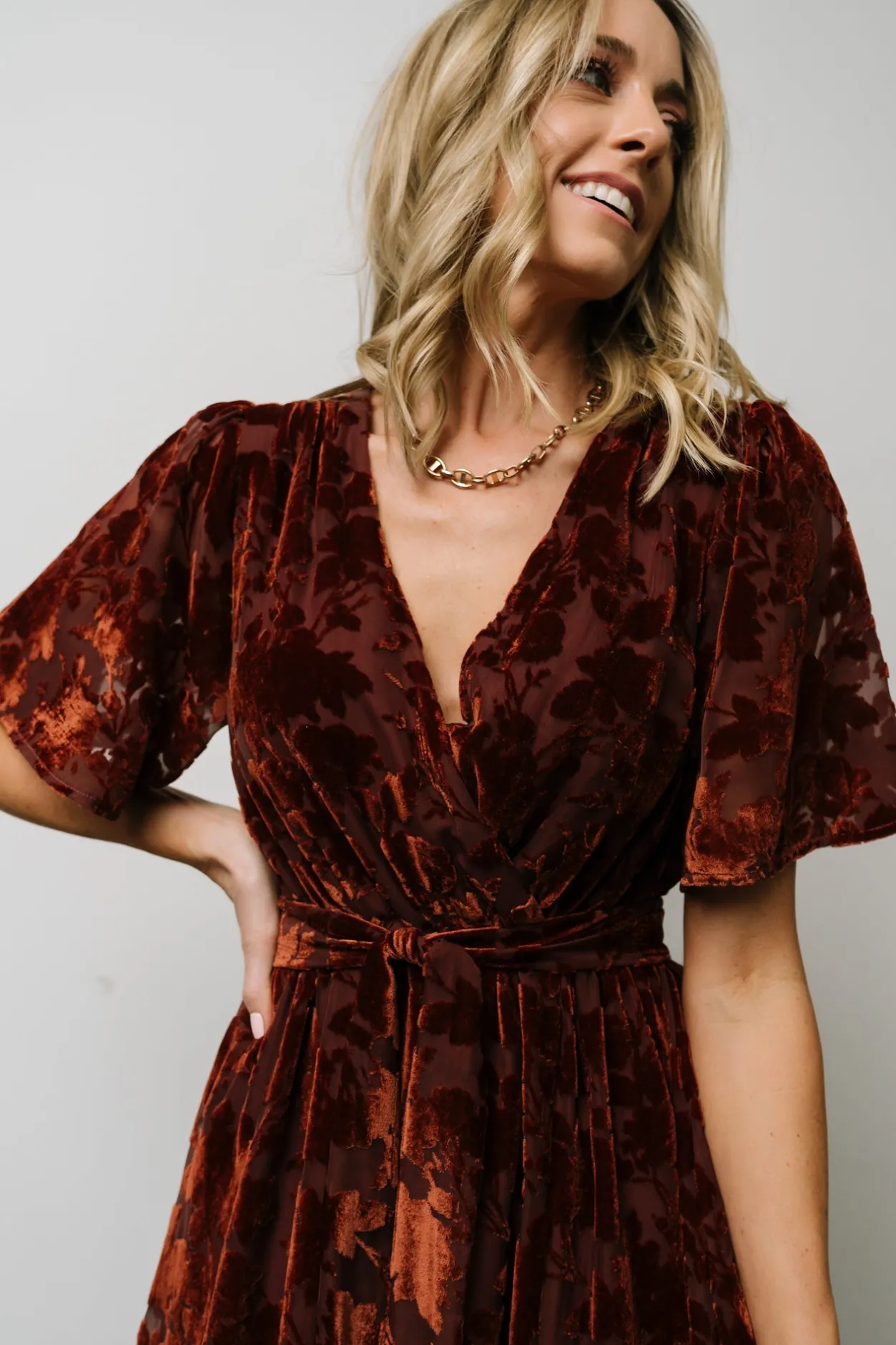 Discount Baltic Born Uma Velvet Maxi Dress | Copper Floral CopperFloral