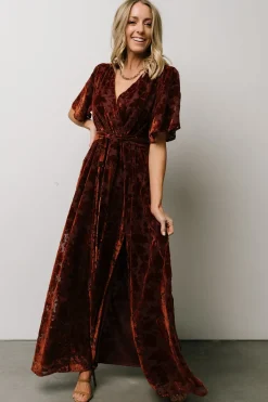Discount Baltic Born Uma Velvet Maxi Dress | Copper Floral CopperFloral