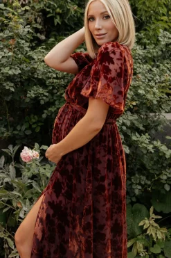 Discount Baltic Born Uma Velvet Maxi Dress | Copper Floral CopperFloral
