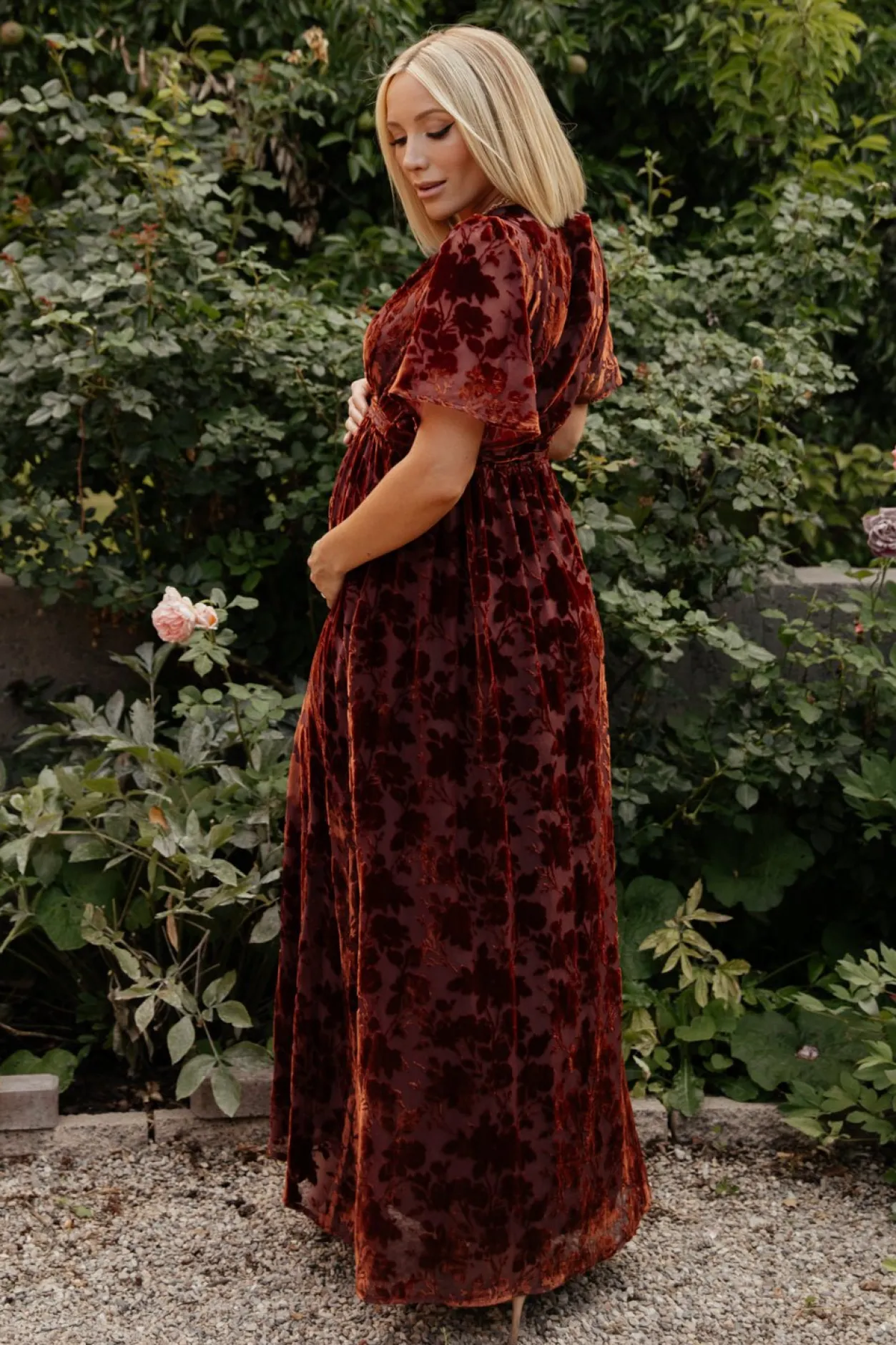 Discount Baltic Born Uma Velvet Maxi Dress | Copper Floral CopperFloral