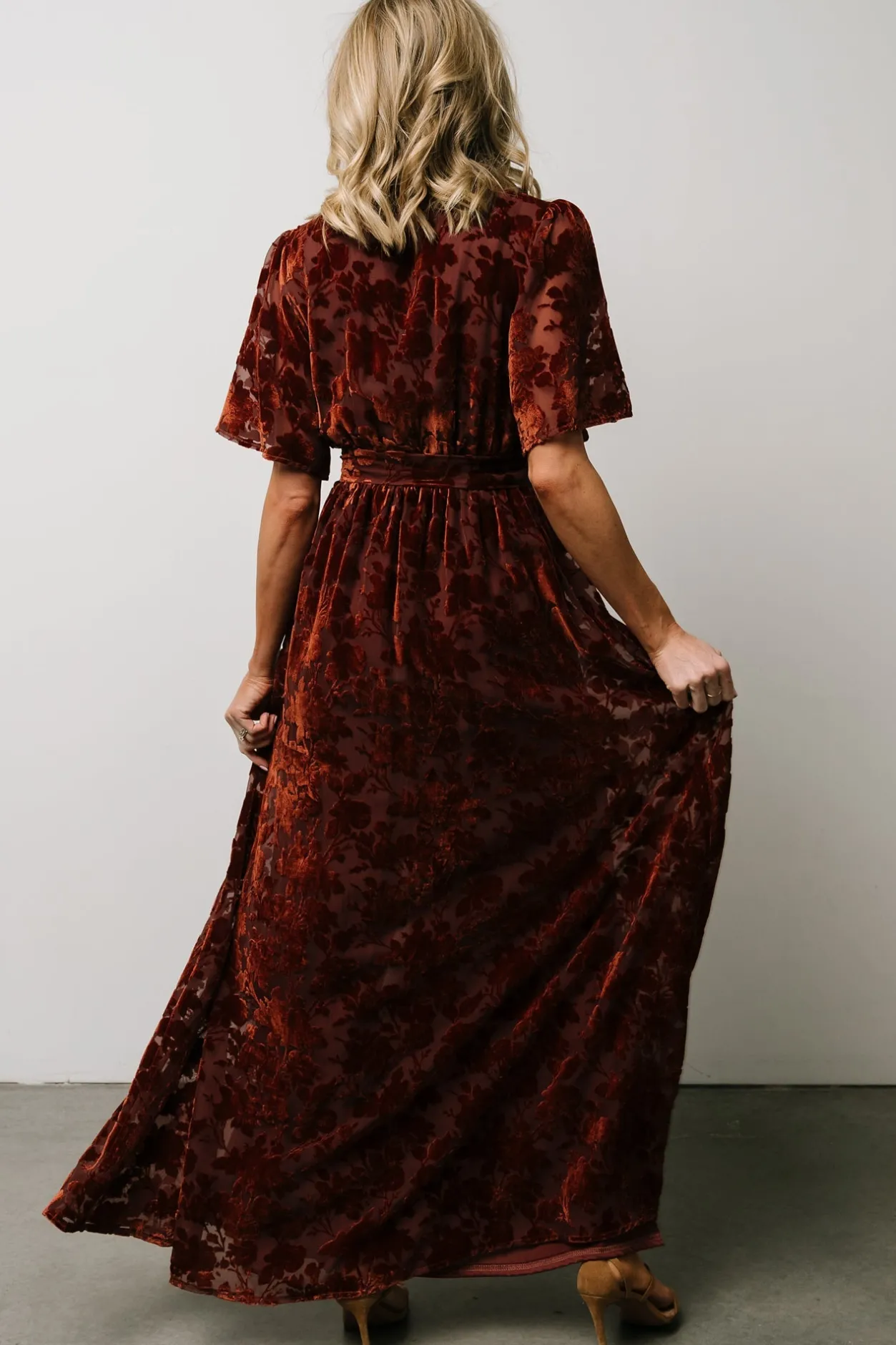 Discount Baltic Born Uma Velvet Maxi Dress | Copper Floral CopperFloral