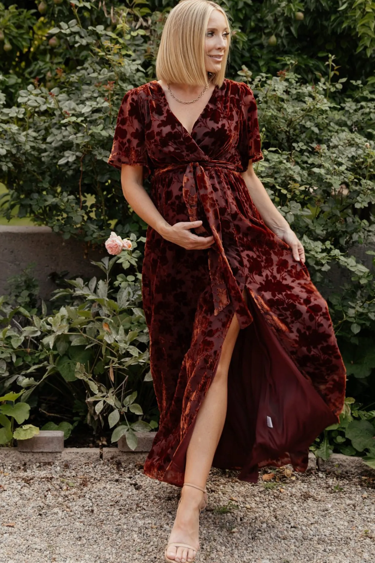 Discount Baltic Born Uma Velvet Maxi Dress | Copper Floral CopperFloral