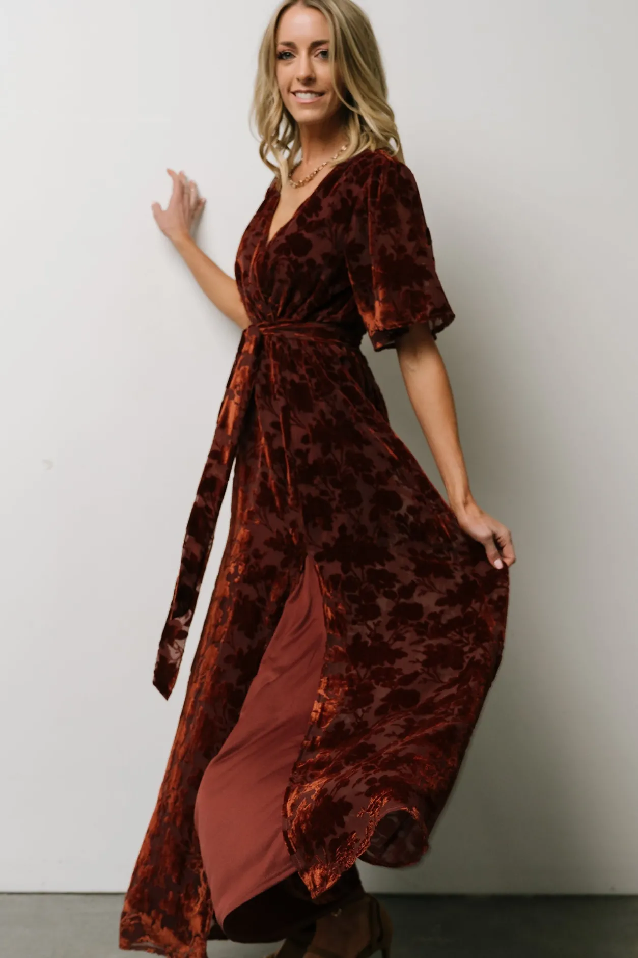 Discount Baltic Born Uma Velvet Maxi Dress | Copper Floral CopperFloral