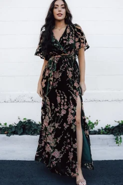 Sale Baltic Born Uma Velvet Maxi Dress | Green Floral GreenFloral