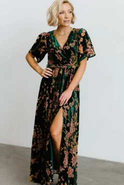Sale Baltic Born Uma Velvet Maxi Dress | Green Floral GreenFloral