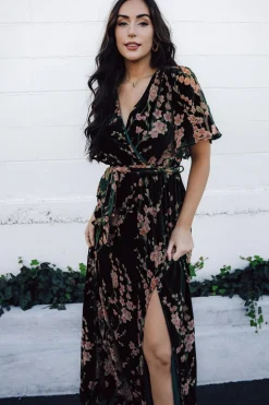 Sale Baltic Born Uma Velvet Maxi Dress | Green Floral GreenFloral