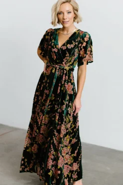 Sale Baltic Born Uma Velvet Maxi Dress | Green Floral GreenFloral