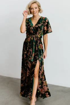 Sale Baltic Born Uma Velvet Maxi Dress | Green Floral GreenFloral