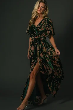 Sale Baltic Born Uma Velvet Maxi Dress | Green Floral GreenFloral