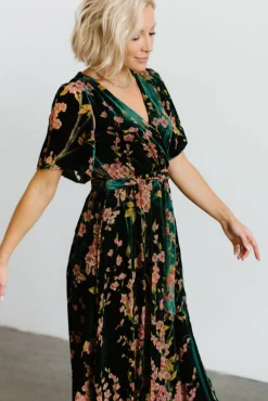 Sale Baltic Born Uma Velvet Maxi Dress | Green Floral GreenFloral