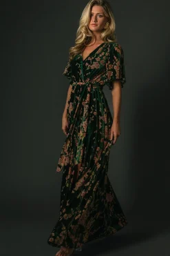 Sale Baltic Born Uma Velvet Maxi Dress | Green Floral GreenFloral