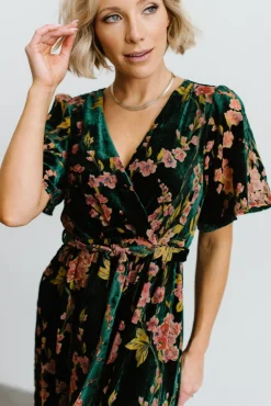 Sale Baltic Born Uma Velvet Maxi Dress | Green Floral GreenFloral