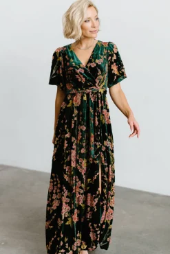 Sale Baltic Born Uma Velvet Maxi Dress | Green Floral GreenFloral
