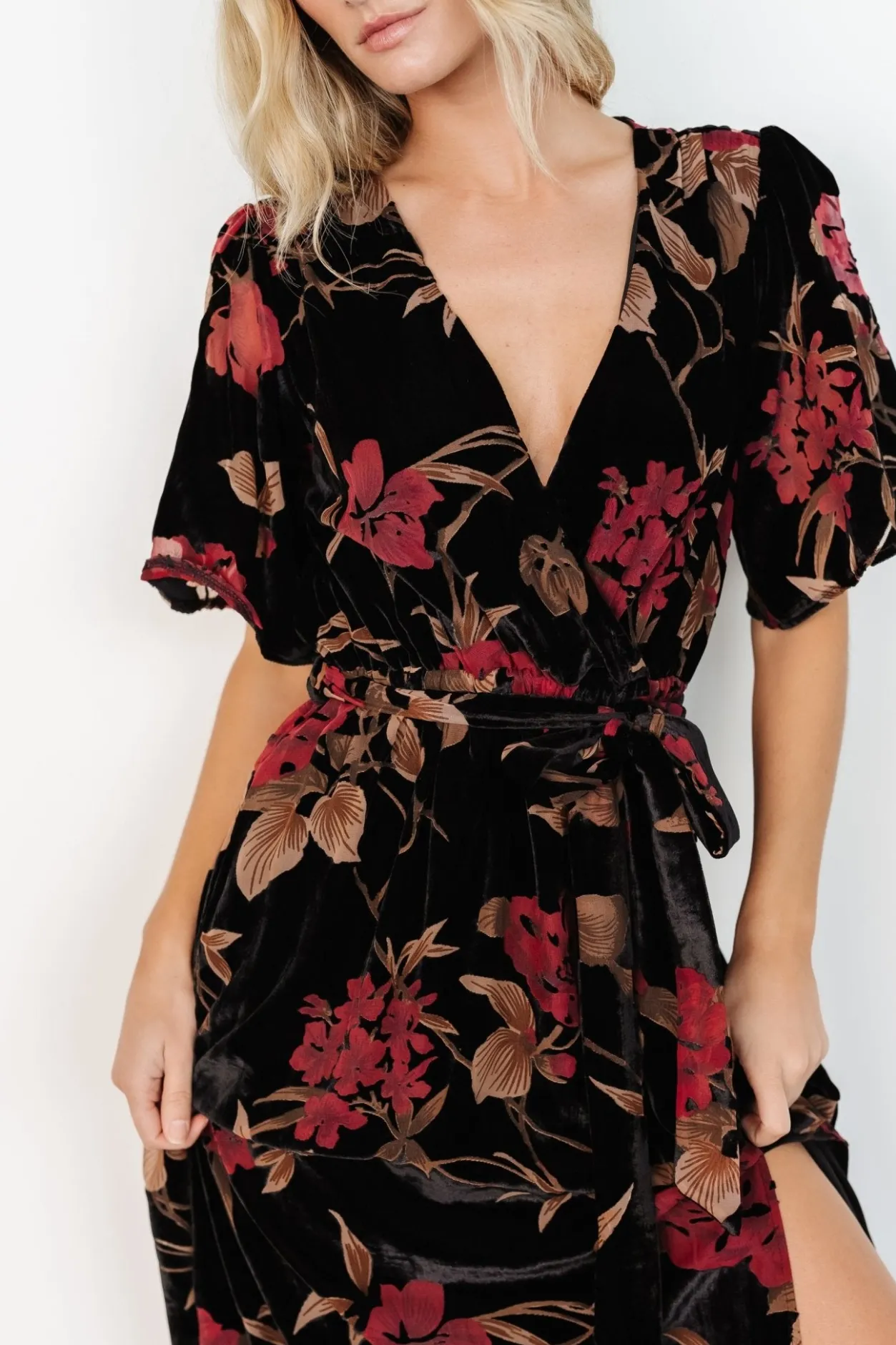 Discount Baltic Born Uma Velvet Maxi Dress | Merlot + Black Floral Merlot+BlackFloral