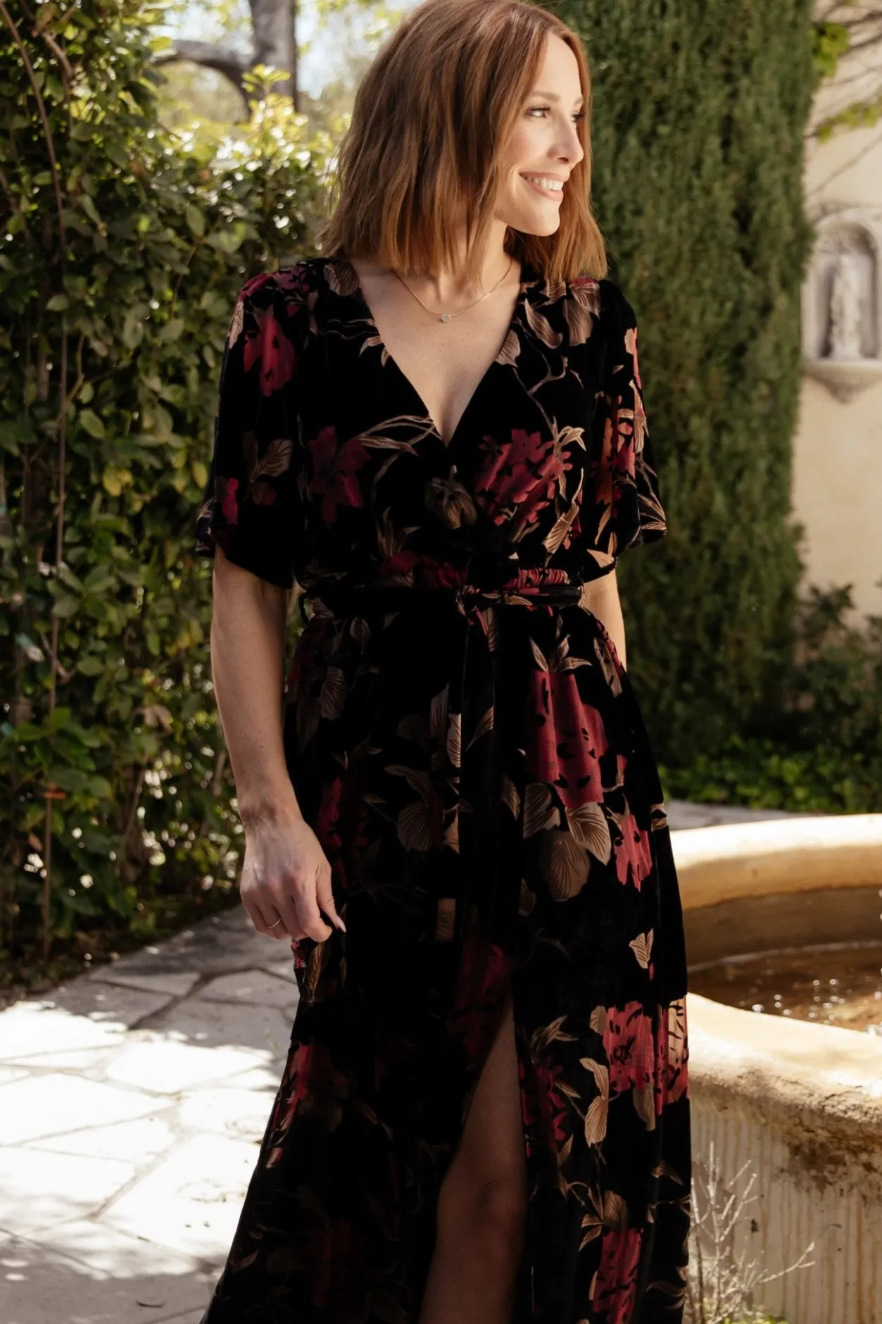 Discount Baltic Born Uma Velvet Maxi Dress | Merlot + Black Floral Merlot+BlackFloral