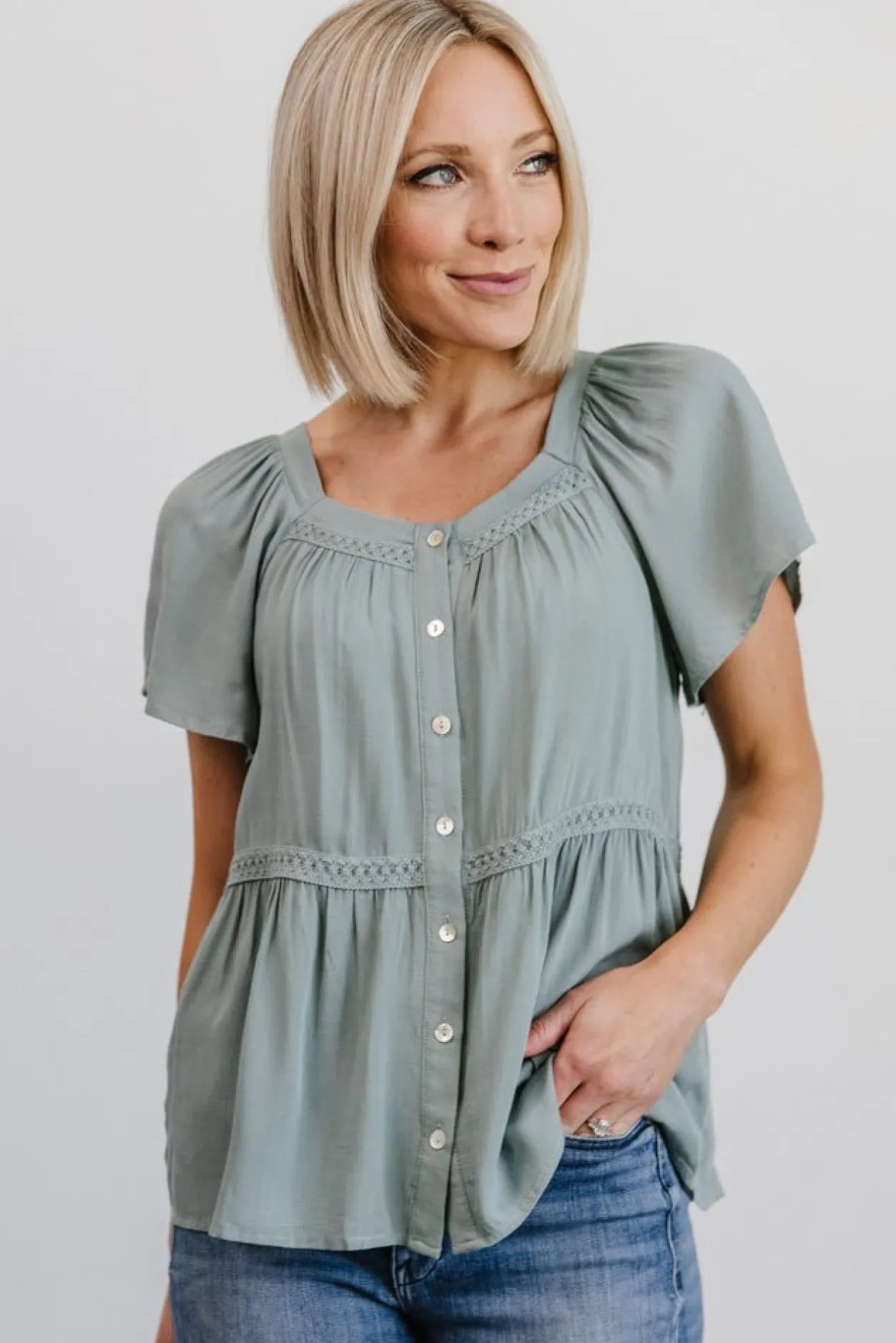 Sale Baltic Born Unity Button Up Top | Sage