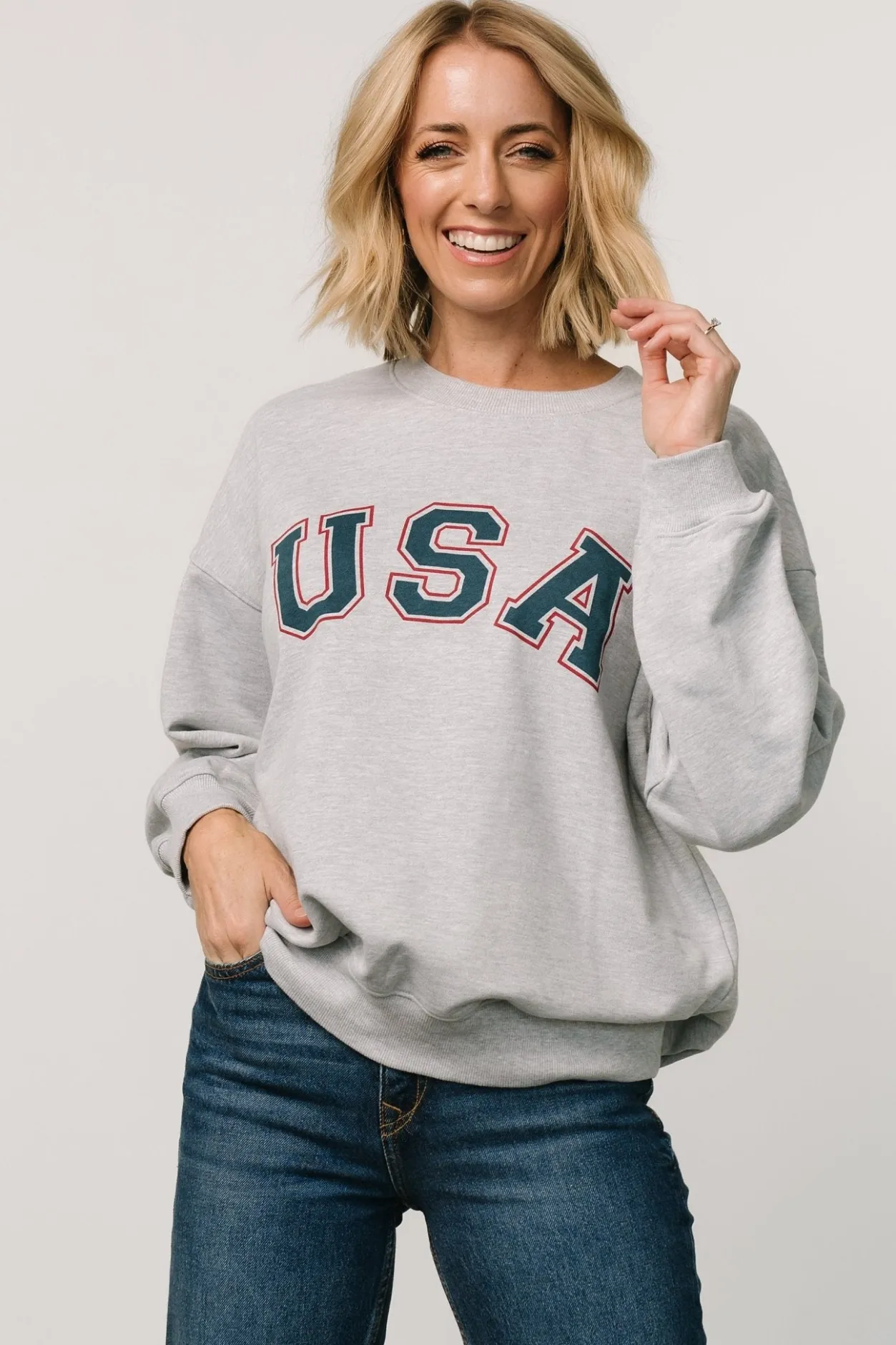Online Baltic Born USA Oversized Sweatshirt | Heather Gray HeatherGray