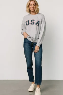 Online Baltic Born USA Oversized Sweatshirt | Heather Gray HeatherGray