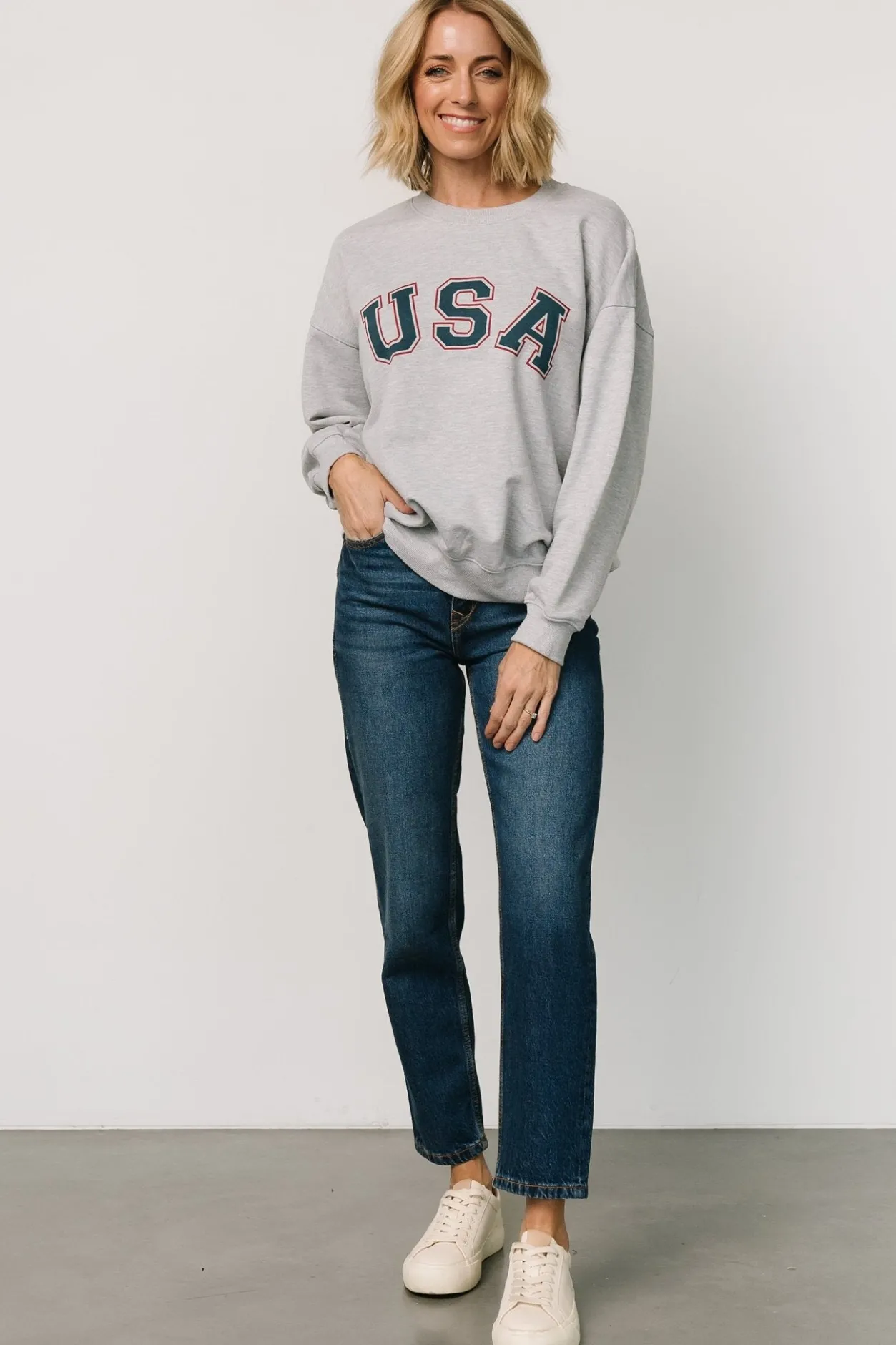 Online Baltic Born USA Oversized Sweatshirt | Heather Gray HeatherGray