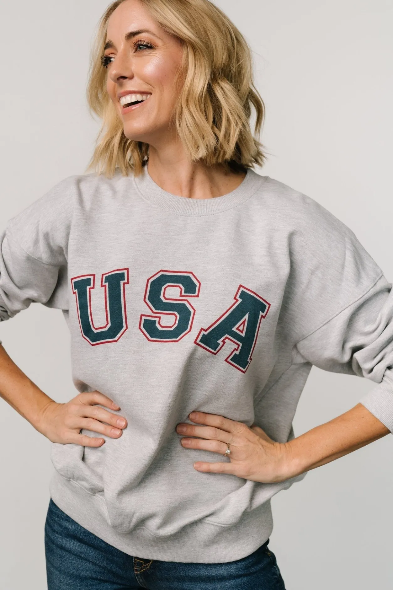 Online Baltic Born USA Oversized Sweatshirt | Heather Gray HeatherGray