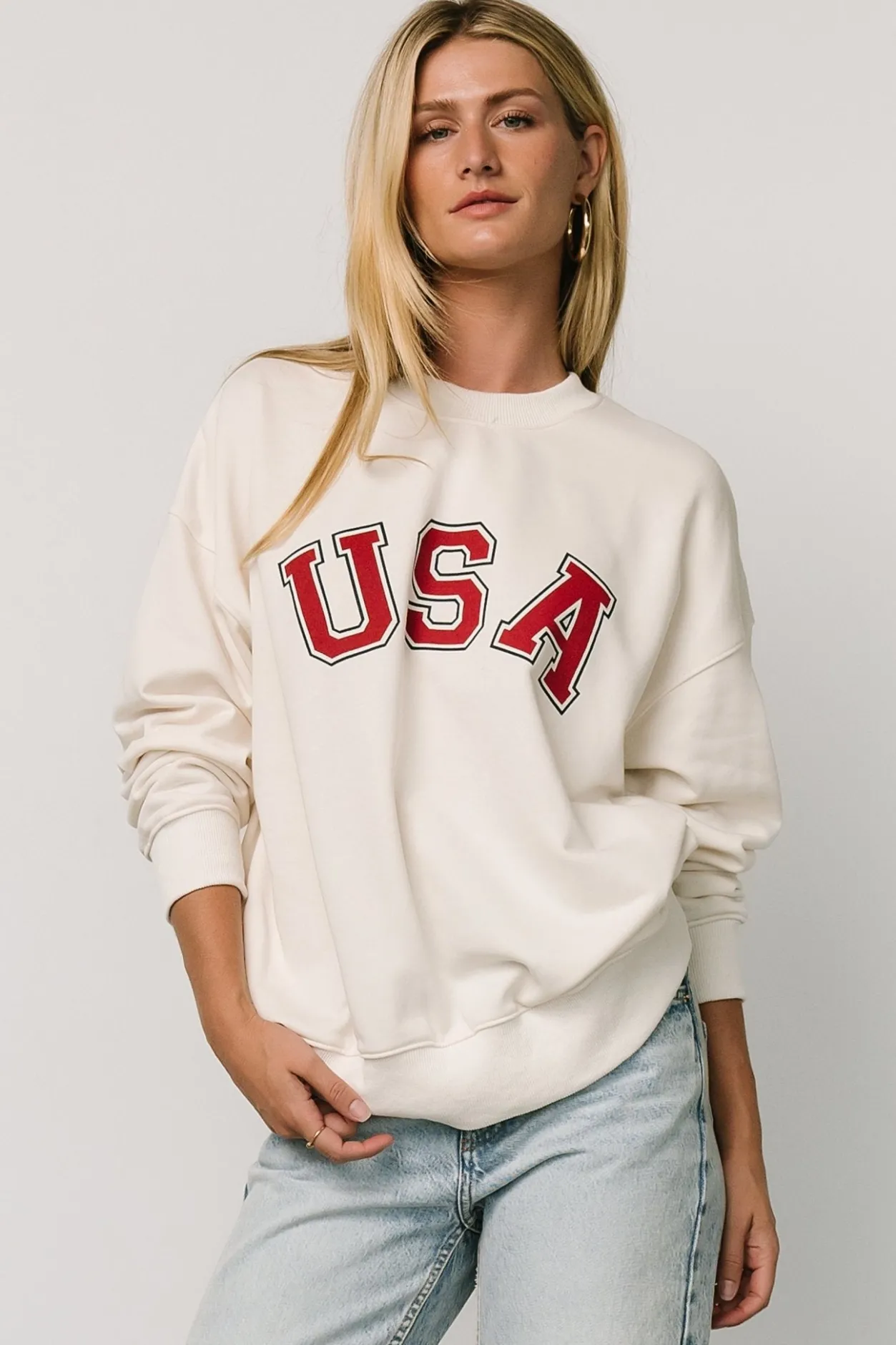 Outlet Baltic Born USA Oversized Sweatshirt | Ivory