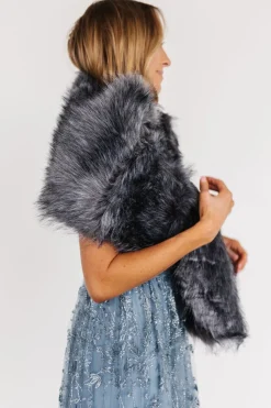 Fashion Baltic Born Valerie Faux Fur Shawl | Dark Gray DarkGray
