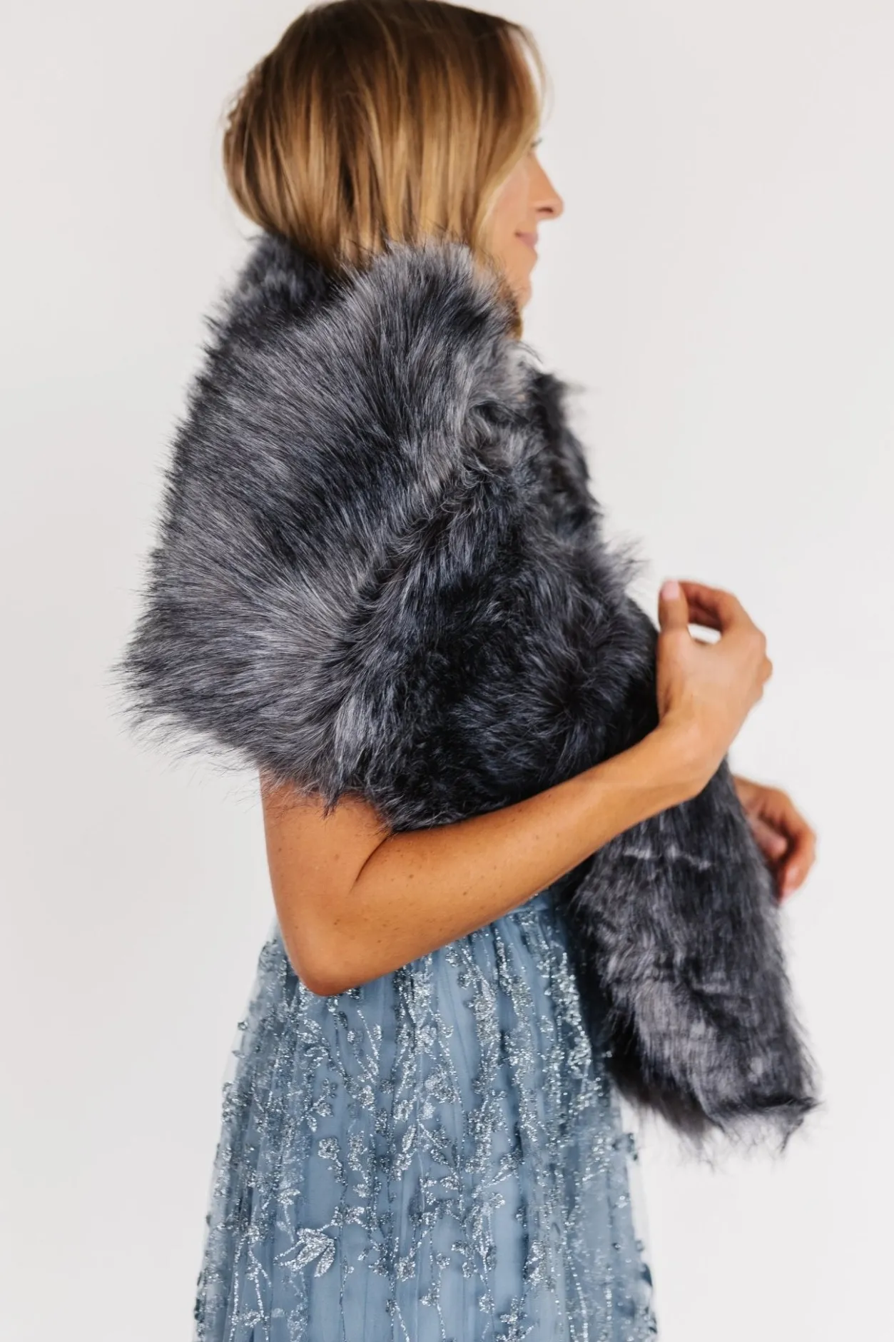 Fashion Baltic Born Valerie Faux Fur Shawl | Dark Gray DarkGray