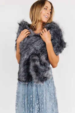 Fashion Baltic Born Valerie Faux Fur Shawl | Dark Gray DarkGray
