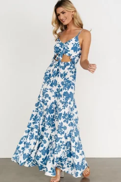 Discount Baltic Born Valetta Cut Out Maxi Dress | White + Blue White+Blue