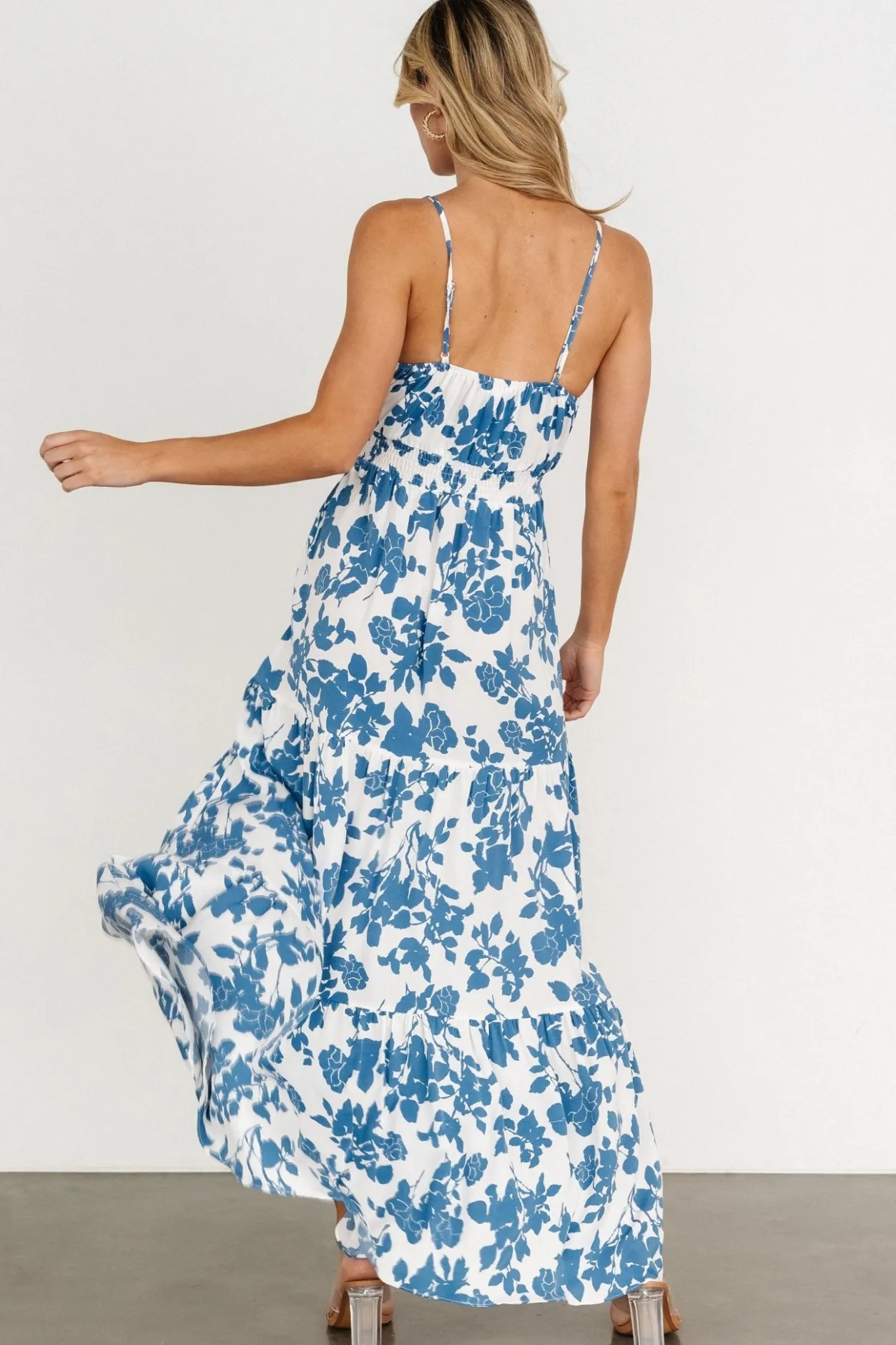 Discount Baltic Born Valetta Cut Out Maxi Dress | White + Blue White+Blue