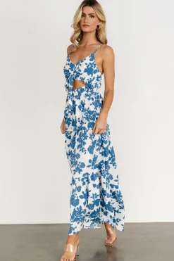 Discount Baltic Born Valetta Cut Out Maxi Dress | White + Blue White+Blue