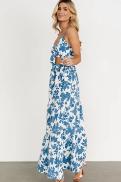 Discount Baltic Born Valetta Cut Out Maxi Dress | White + Blue White+Blue