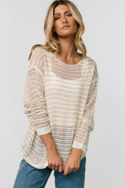 Hot Baltic Born Valissa Open Knit Top | White + Sand White+Sand