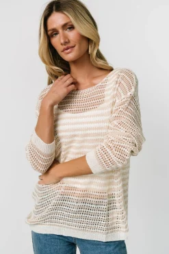 Hot Baltic Born Valissa Open Knit Top | White + Sand White+Sand