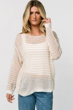 Hot Baltic Born Valissa Open Knit Top | White + Sand White+Sand