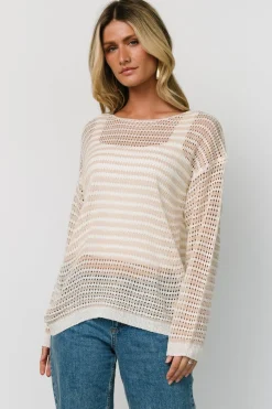 Hot Baltic Born Valissa Open Knit Top | White + Sand White+Sand