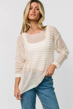 Hot Baltic Born Valissa Open Knit Top | White + Sand White+Sand