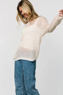 Hot Baltic Born Valissa Open Knit Top | White + Sand White+Sand