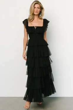 New Baltic Born Valora Swiss Dot Tulle Maxi Dress | Black