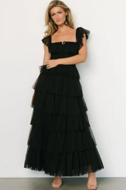 New Baltic Born Valora Swiss Dot Tulle Maxi Dress | Black