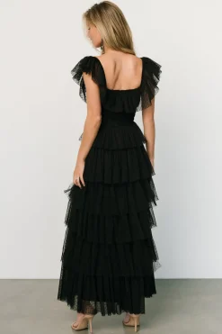 New Baltic Born Valora Swiss Dot Tulle Maxi Dress | Black