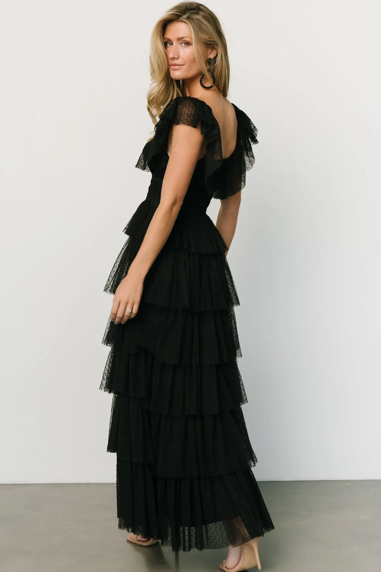 New Baltic Born Valora Swiss Dot Tulle Maxi Dress | Black