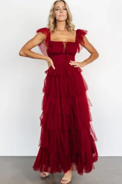 Online Baltic Born Valora Swiss Dot Tulle Maxi Dress | Wine