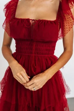 Online Baltic Born Valora Swiss Dot Tulle Maxi Dress | Wine