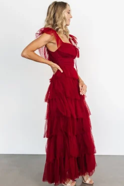Online Baltic Born Valora Swiss Dot Tulle Maxi Dress | Wine